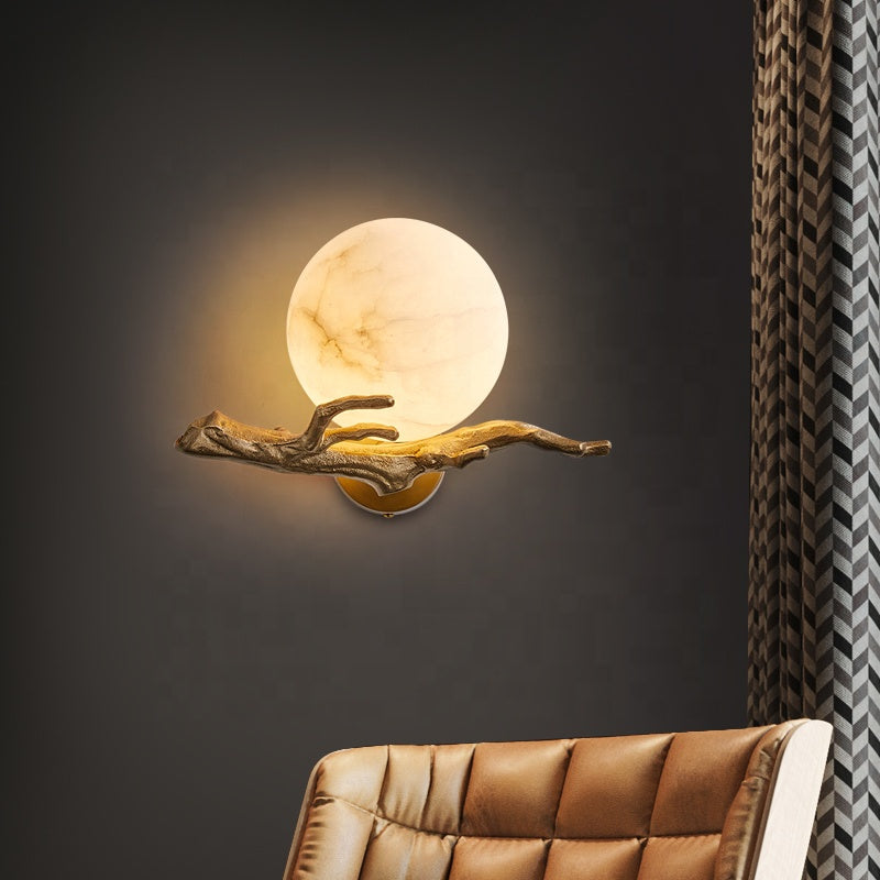 Applique Murale Design Moderne en Marbre et Cuivre – Éclairage LED pour Salon et Chambre 7