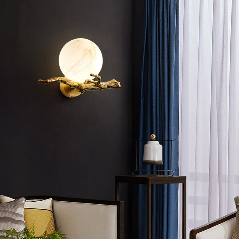 Applique Murale Design Moderne en Marbre et Cuivre – Éclairage LED pour Salon et Chambre 1